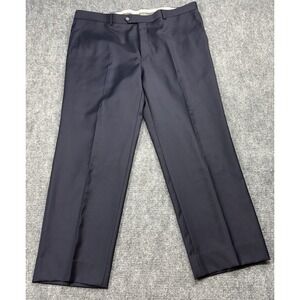 Mantoni‎ 40 Dress Pants Mens Navy Blue Super 140s Virgin Wool Flat Front Nopleat